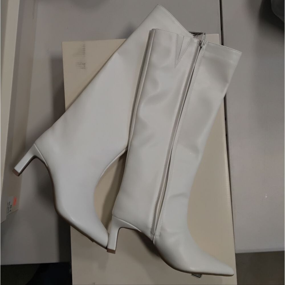 Chic On 34th "Rachelle" White Heeled Boots for Women